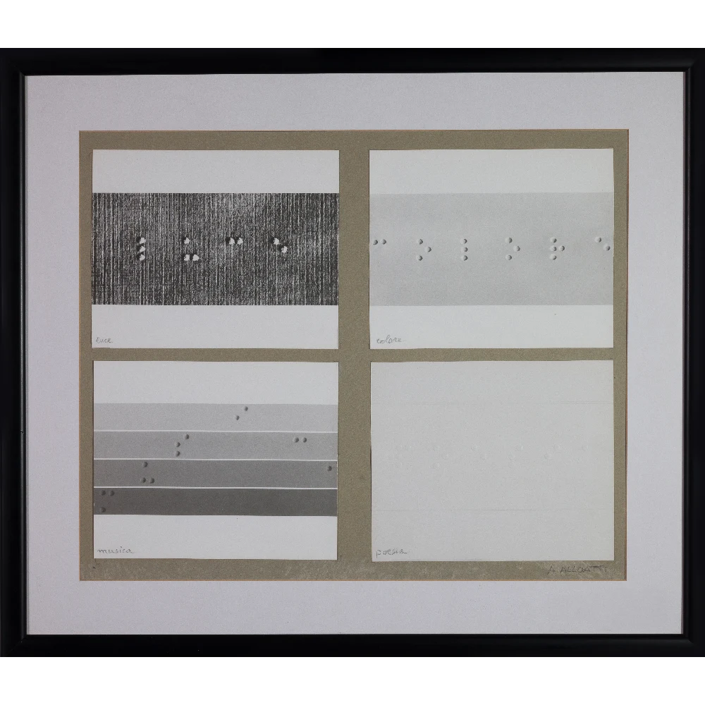 ANNA LISA ALLOATTI - Luce, colore, musica, poesia - Poema braille - 1973 - cartoncini su cartone Donazione Mirella Bentivoglio copia