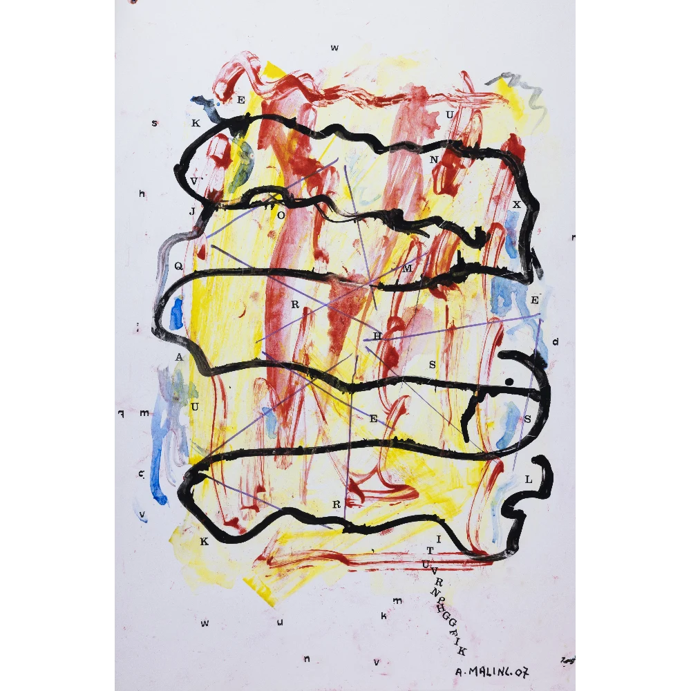 Alfonso Malinconico - Scrittura senza significato - sd - Gouache e inchiostri su carta copia
