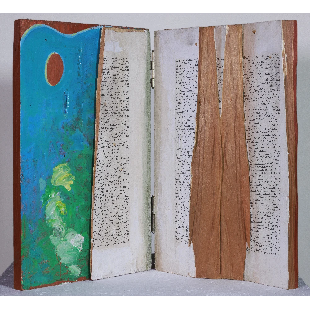 ENZO PATTI - Manuale di pittura-manoscritto- 1993- Legno incernierato e dipinto - Donazione Bentivoglio 1 copia