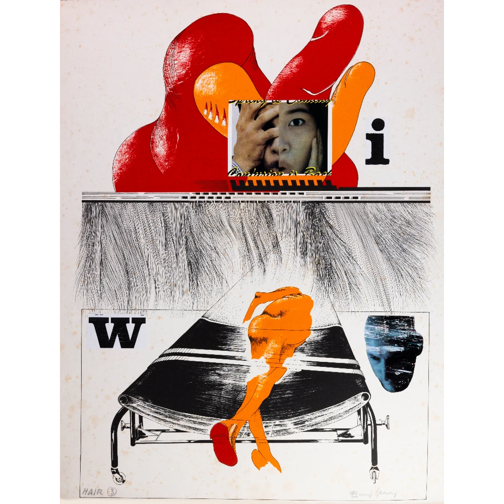 Emilio morandi - Visual Poetry hair - sd - Litho e collage copia