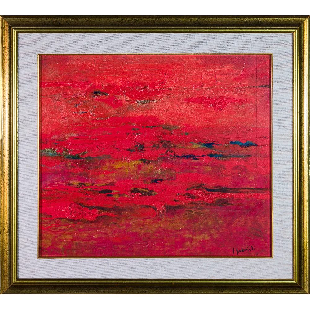 LUIGI GABRIELI - Paesaggio Pugliese tramonto su sassi - s d - Tecnica Olio su tela copia