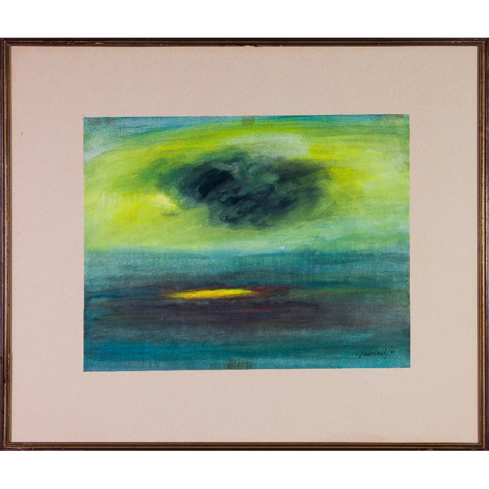 LUIGI GABRIELI - Paesaggio pugliese - Tramonto- 1988- Olio su tela copia