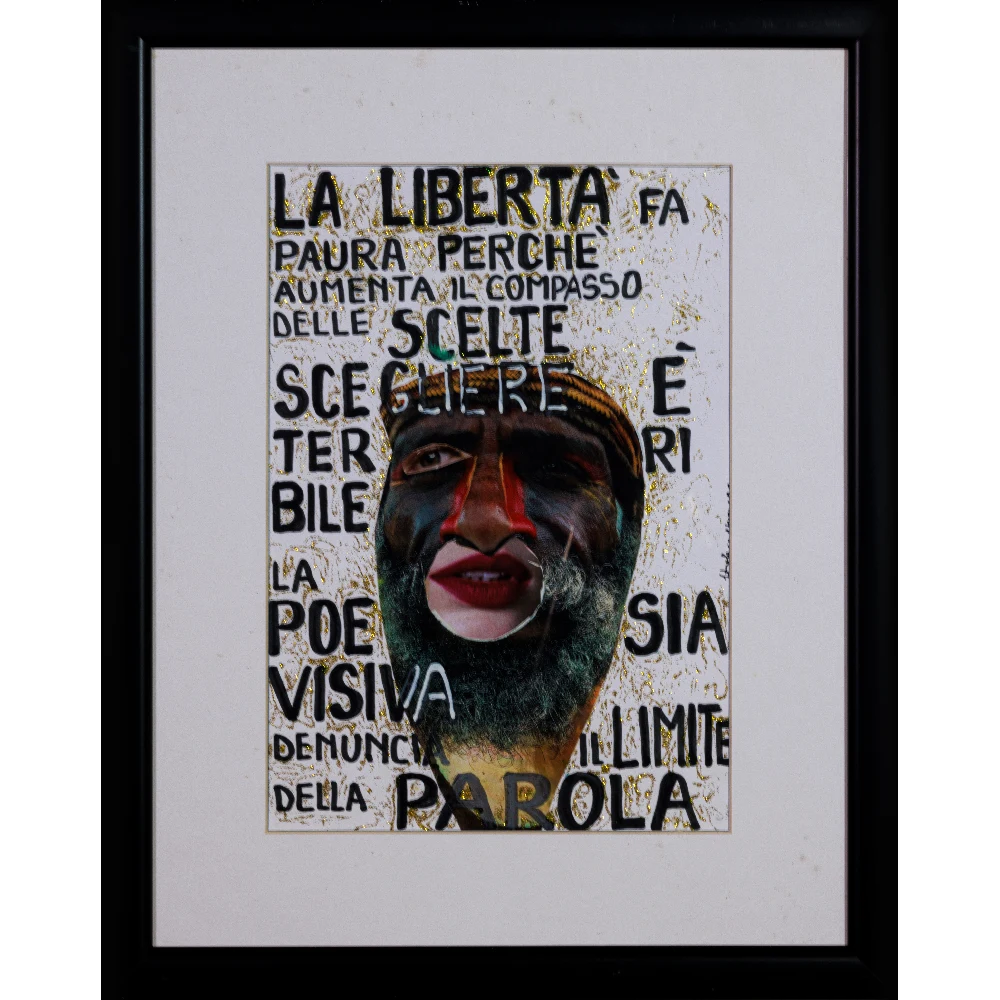 Luigi Tola - La poesia visiva denuncia il limite della parola - s d - Collage e inchiostro su carta copia