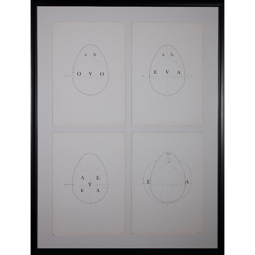 MIRELLA BENTIVOGLIO ab OVO, ab EVA, AVE EVA, EA 1986 versione serigrafica 10-70 quattro tavole donazione Mirella Bentivoglio copia