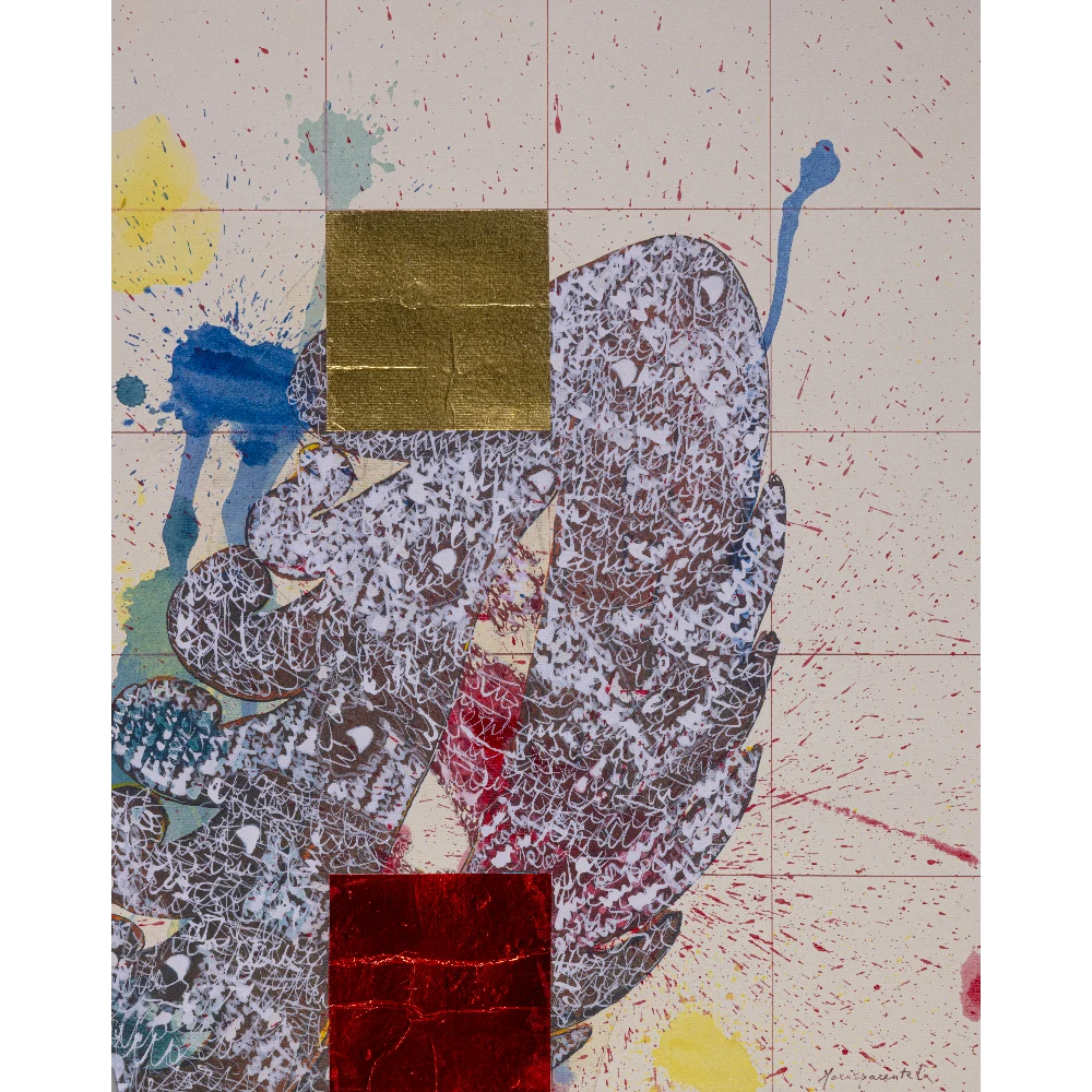 Marco Parentela - Pagina di quaderno a quadretti - s d - Inchiostri e collage su carta copia