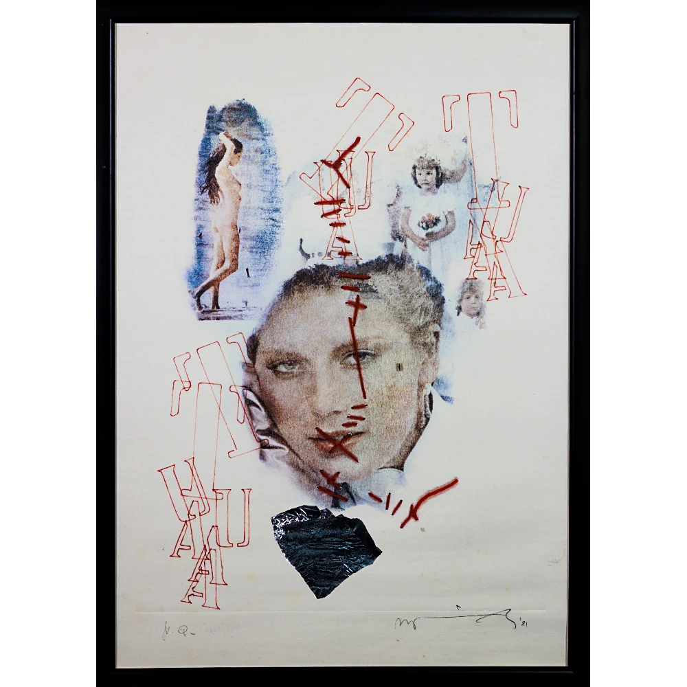 Rodolfo Vitone - Tua - 1981 - Prova d autore incisione e collage su carta copia